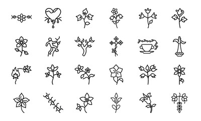 Minimal Feminine Botanical Flower Line Art Icon Bundle 24 Elegant Floral, Herbal, and Womb Illustrations for Feminist, Wellness, and Nature-Inspired Design