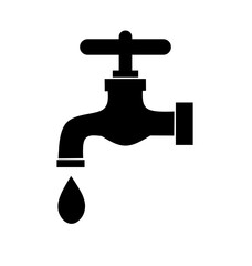 
vector faucet with water drops on white background