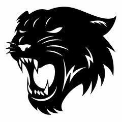 Obraz premium black roaring panther head silhouette