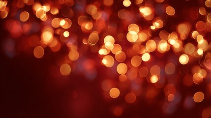 Obraz premium Abstract red background with glowing Christmas lights creating warm festive mood and soft holiday sparkle