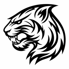 Obraz premium black white tribal tiger head icon
