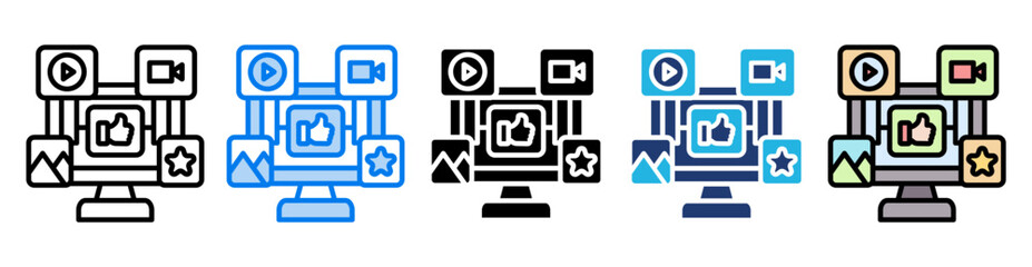 Content strategy icon set multiple style collection