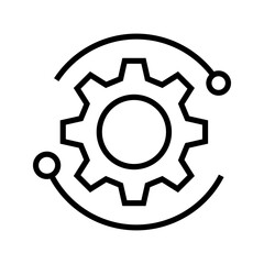 Technology development icon, innovation concept, system integration, software business, technical support, smart solution.	
