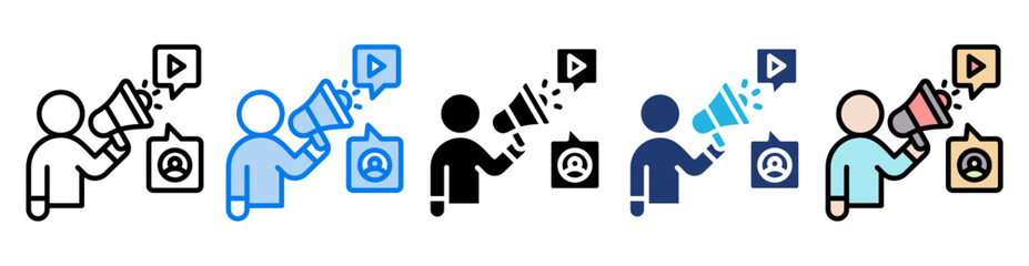 Public relations icon set multiple style collection