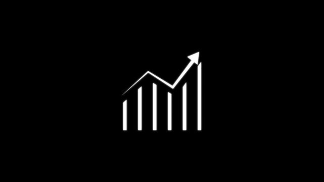 Animation of up and down business graph icon. Animated bar graph fluctuating in suitable for showing business stable up down, black background .