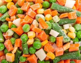 mixed frozen vegetables with textured vegetable background
