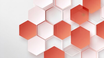 Obraz premium Geometric honeycomb pattern with red and white hexagons