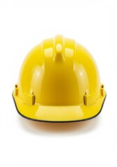 Bright Yellow Safety Helmet on White Background