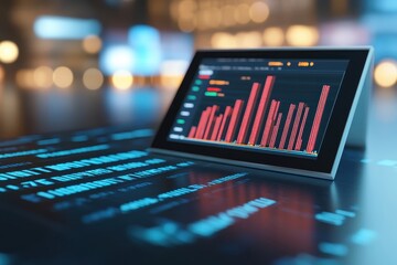 Digital tablet displaying financial data.