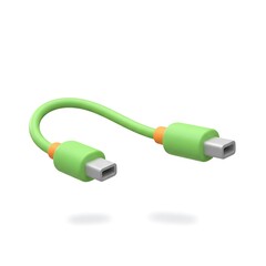 3D Render of Green USB Cable