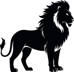 Fototapeta premium black vector silhouette of a lion in side view 