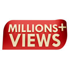 Gold and Red Millions + Views Label – Trending Video Achievement Graphic for Creators Youtube Thumbnail Design batch 