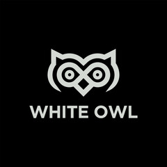 unique and creative white owl logo with black background
