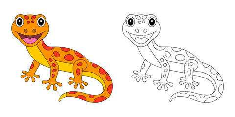 Obraz premium Cute Lizard Illustration: Vibrant and friendly lizard illustration smiling, this cheerful lizard invites a touch of joy to any design.