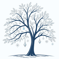 Obraz premium Sparkling crystal frost Christmas tree with icy prisms, creating a dazzling winter wonderland.