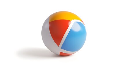 Fototapeta premium Beach ball isolated on white background representing summer leisure holiday concept