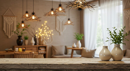 Living room with cozy decor and light fixtures