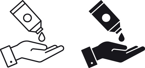 Hand sanitizer application icons cleanliness and hygiene