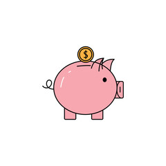 Piggy Bank with Coin