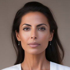 Naklejka premium indian model woman face close up on grey background
