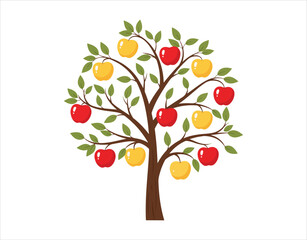 Fototapeta premium Illustration of an apple tree on a white background