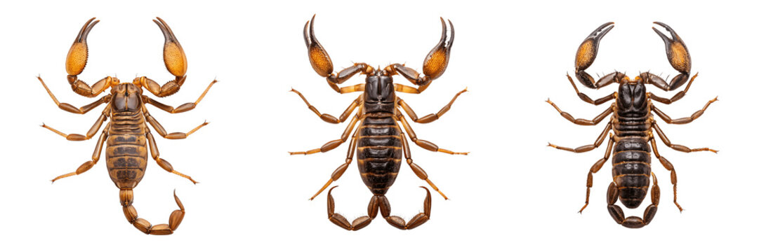 Set For scorpions are isolated on a transparent background