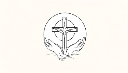 Cross held by hands in circle