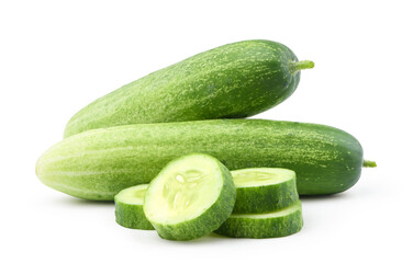 Fresh Cucumber slice  isolated on white background.