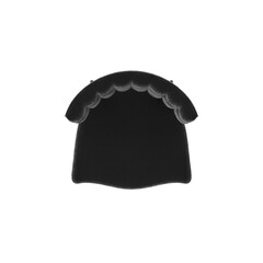 Elegant Black Velvet Scalloped Back Dining Chair - Top View Isolated