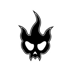 Flame Skull Black and White