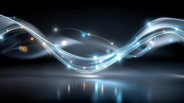 Seamless loop abstract flow of luminous energy with particles. Minimalist futuristic elegant for creative technology background. 