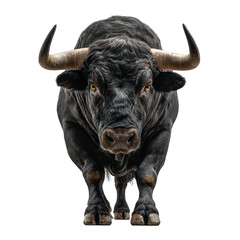 Naklejka premium Powerful black bull standing confidently, showcasing strength and majesty in a clear environment