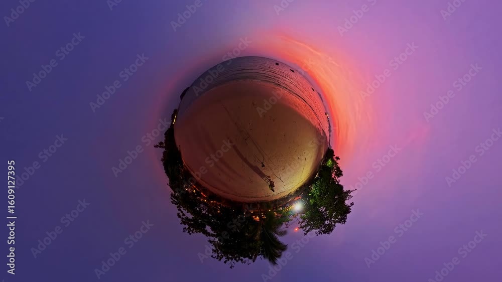 Wall mural time lapse amazing sky in sunset above the ocean 360 degree view. imagine a fantasy sweet clouds cha