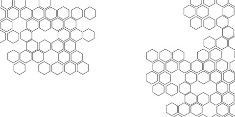 Hexagon concept design abstract technology background. with 3D Futuristic honeycomb mosaic white background .Science network pattern, connecting lines and dots Medical background, Vector illustration