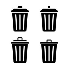 Trash Delete Icon Isolated on Black and White Vector Graphic