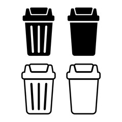 Trash Delete Icon Isolated on Black and White Vector Graphic