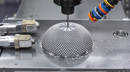 Precision machining of a metallic dome with a triangular on a milling machine.