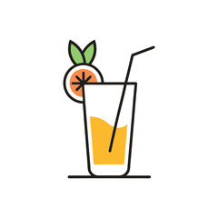 
Orange juice icon simple colored flat icon on isolated white background