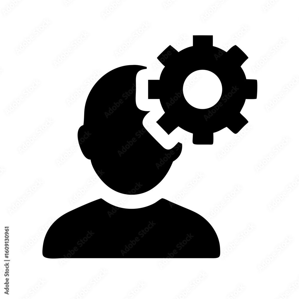 Poster human intelligence and thinking process concept for problem solving and automation process icon vect