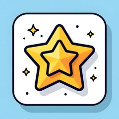 Obraz premium Golden Star Icon with Sparkles and Dots