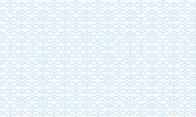 Decorative Seamless Wave Pattern with Geometric Circle and Star Elements