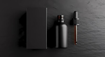 Fototapeta premium Elegant Black Matte Bottle Packaging Mockup Premium Product Presentation