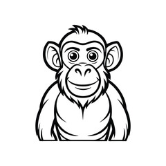 Cute Monkey Line Drawing Icon 