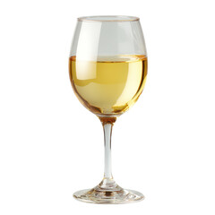 Elegant glass filled with white wine on a table in a cozy setting during a relaxed evening gathering