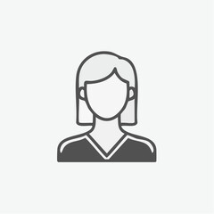 Simplified illustration of a woman, using a clean, minimalist style. Capturing the essence of an individual in a modern and versatile design.