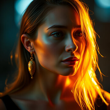 Portrait of a woman in gold light