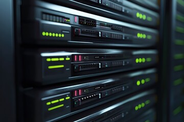 Close-up view of server rack panels.