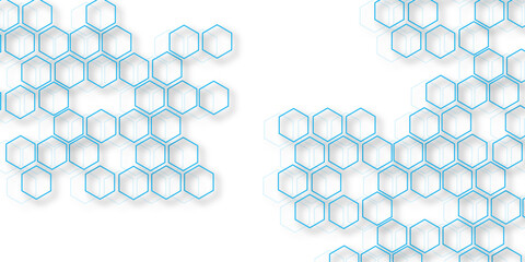 Geometric abstract blue  hexagon technology background.. Abstract honeycomb background.. Vector illustration of hexagons pattern, Creative idea for medical technology or science design.	