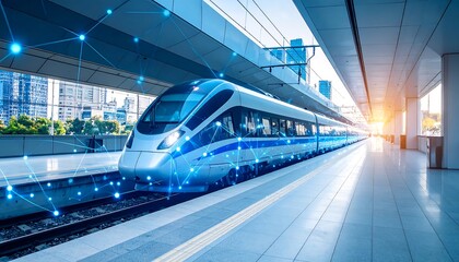 Modern high-speed train at station