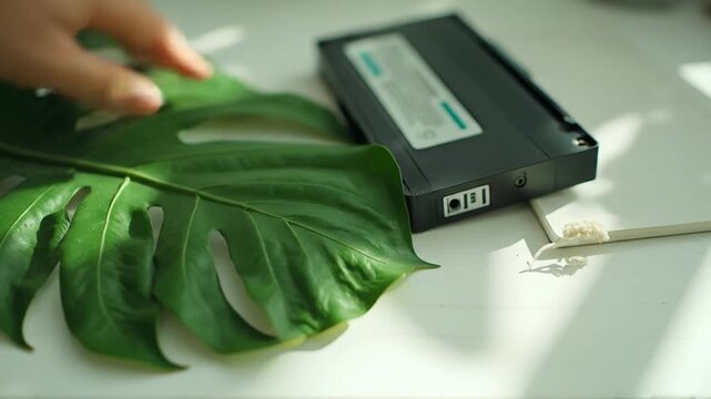 Showing Green Leaf and Electronic Device in Indoor Lighting